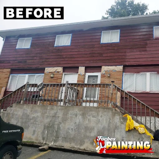 Faded siding with peeling paint