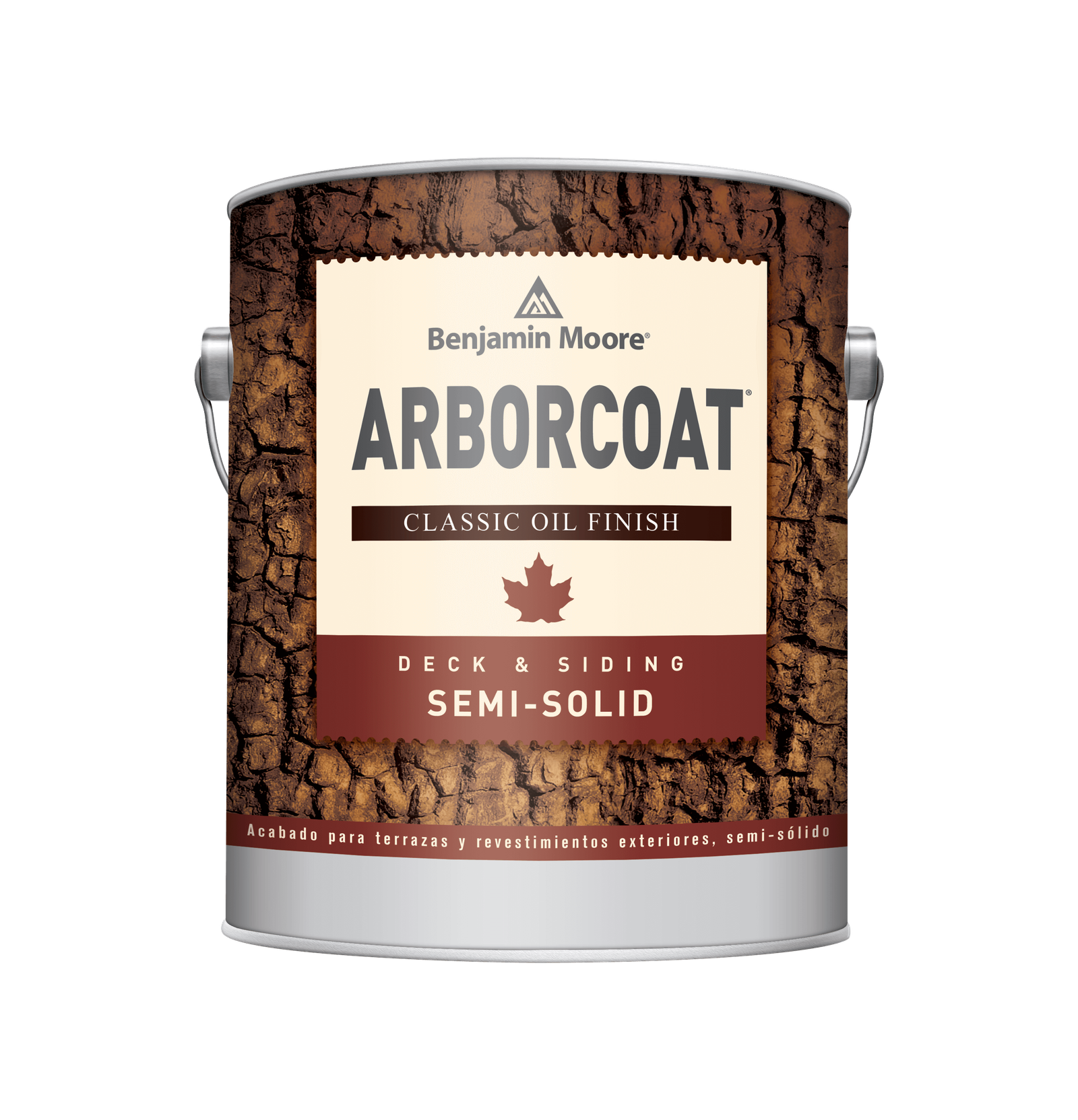 Can of Benjamin Moore ARBORCOAT semi-solid deck stain