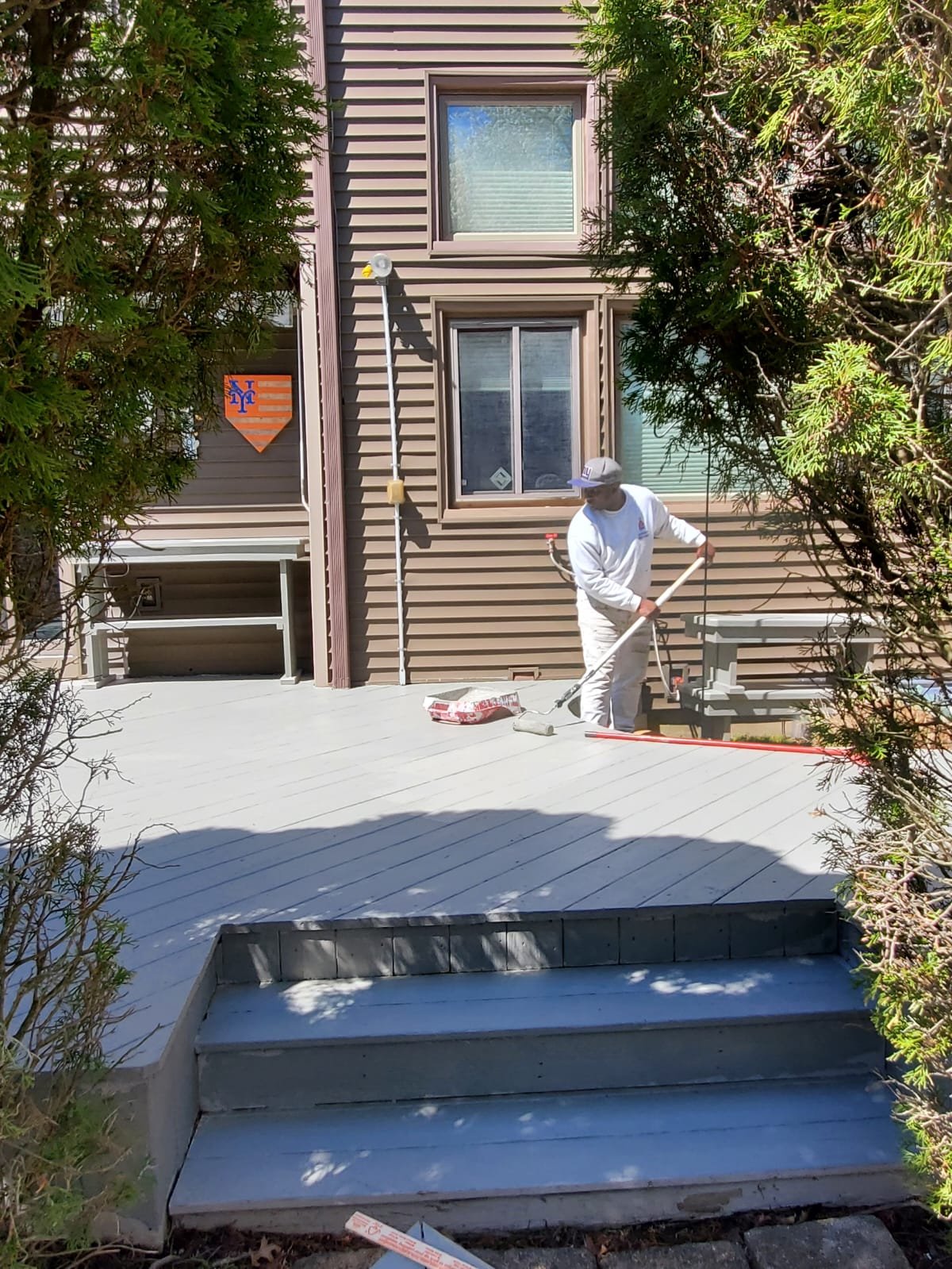 Rolling finish on a freshly prepped deck